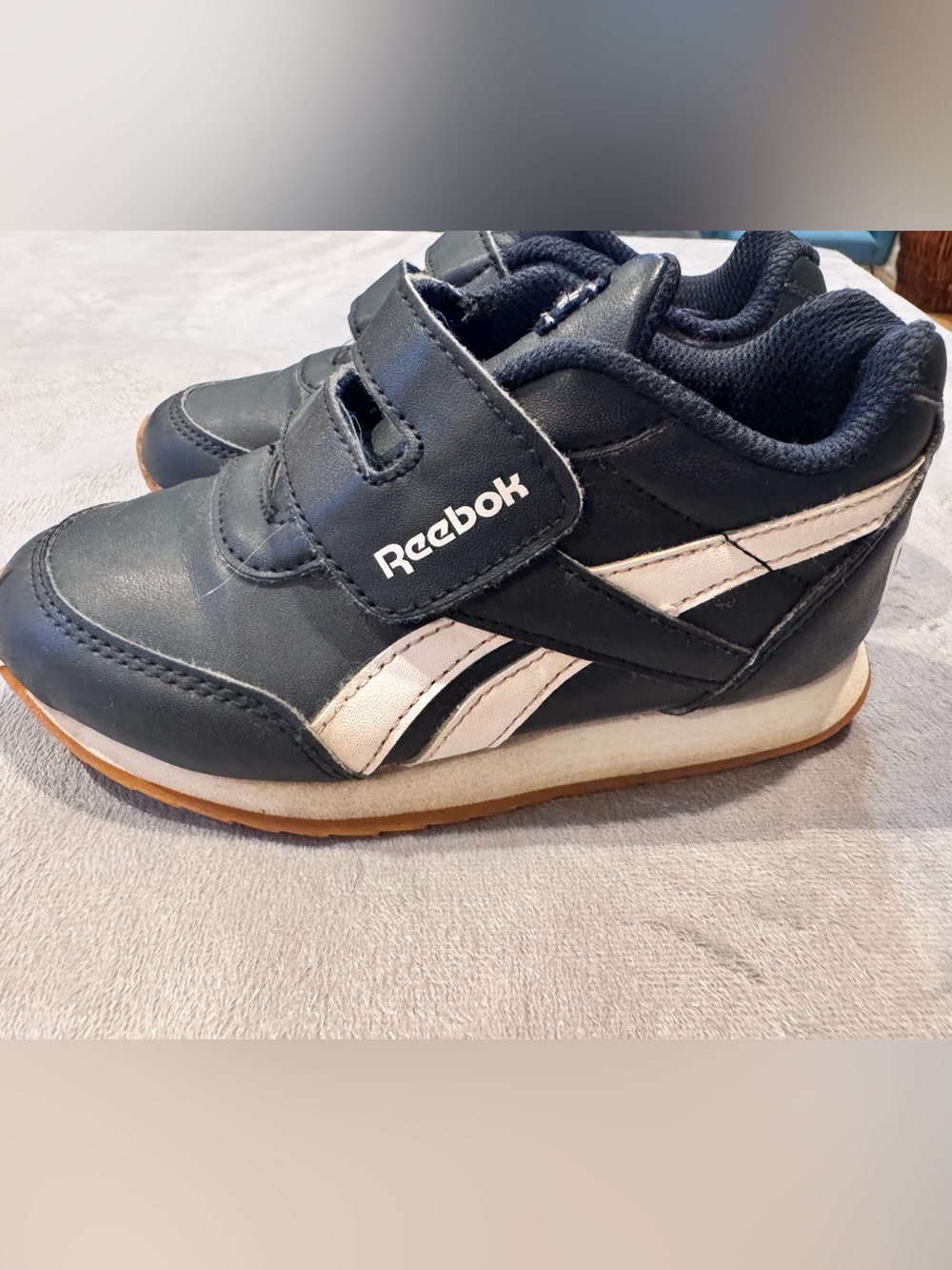 Reebok Kids Black and White Hook-and-Loop Sneakers